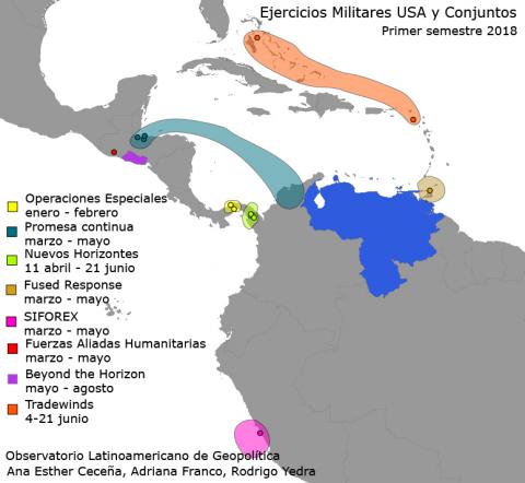 Ejercicios militares en Latinoamérica y el Caribe. Primer semestre 2018